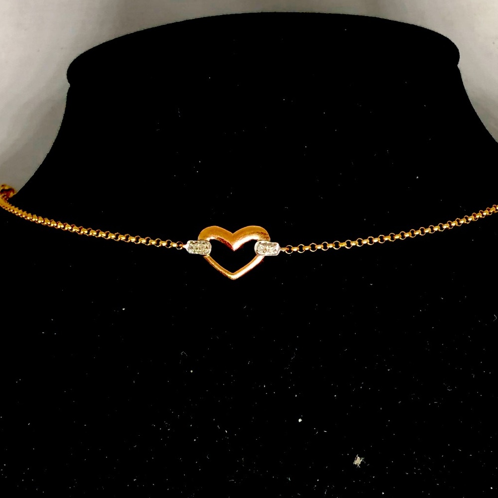 Rare find!  vintage Heng Ngai 10k rose gold and diamond triple heart anklet.